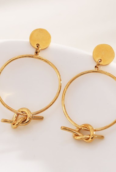 Grossiste Eclat Paris - Boucles d'oreilles pendantes avec cercle et nœud