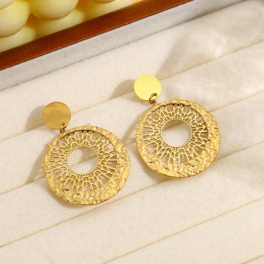 Grossiste Eclat Paris - Boucles d'oreilles pendantes dorées cercle