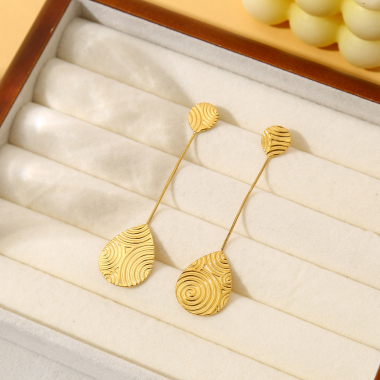 Wholesaler Eclat Paris - Gold drop dangling earrings