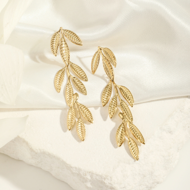 Wholesaler Eclat Paris - Leaf dangling earrings