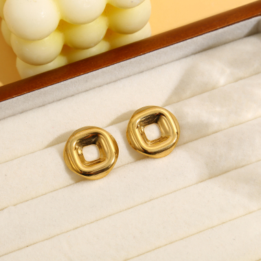 Wholesaler Eclat Paris - Gold square chip earrings