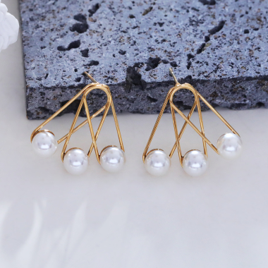 Wholesaler Eclat Paris - Chip pin earrings with pearls