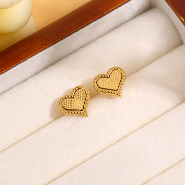 Wholesaler Eclat Paris - Golden Chip Heart Earrings