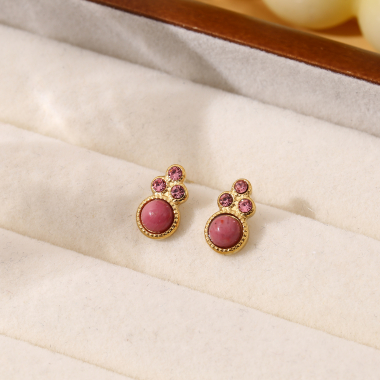 Wholesaler Eclat Paris - Pink stud earrings