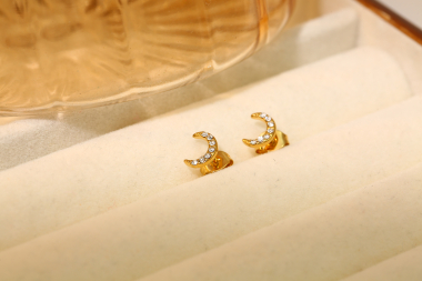 Wholesaler Eclat Paris - Shiny Moon Stud Earrings