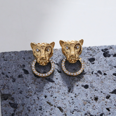 Wholesaler Eclat Paris - Lion head chip earrings