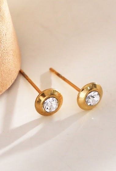 Wholesaler Eclat Paris - Golden rhinestone earrings