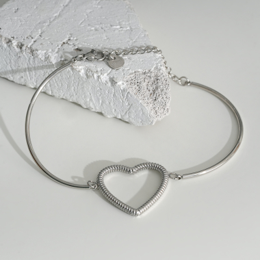 Wholesaler Eclat Paris - Silver line bracelet with heart pendant