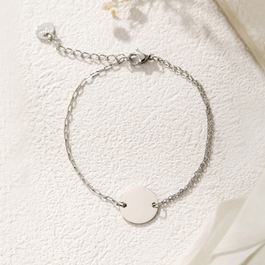 Wholesaler Eclat Paris - Silver plate round bracelet asymmetrical chain