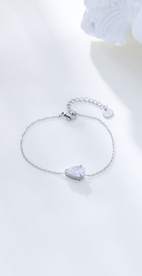 Wholesaler Eclat Paris - Silver chain bracelet with drop rhinestones