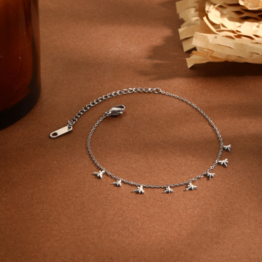 Grossiste Eclat Paris - Bracelet chaîne argentée mini pendentifs papillons