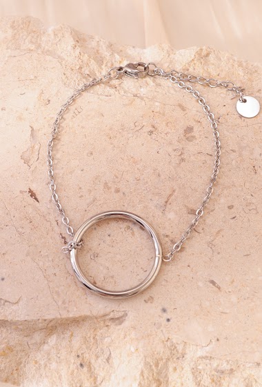 Grossiste Eclat Paris - Bracelet chaîne avec cercle argentée