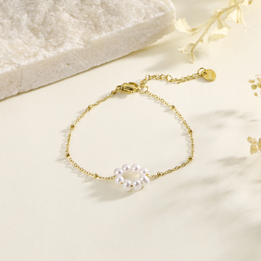 Wholesaler Eclat Paris - Chain bracelet with pearl circle