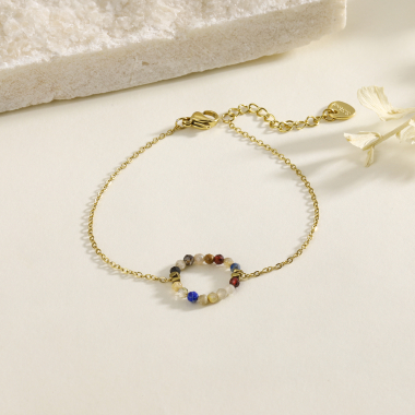 Grossiste Eclat Paris - Bracelet chaîne cercle avec perles multicolores