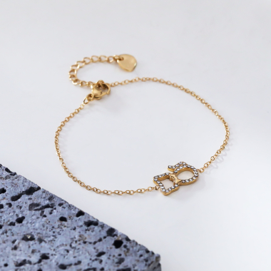 Wholesaler Eclat Paris - Cat chain bracelet with rhinestones