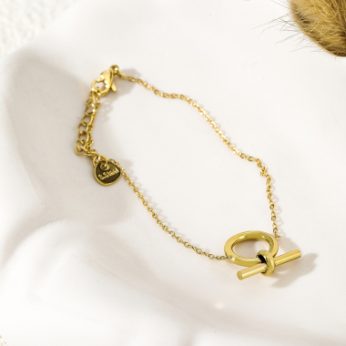 Grossiste Eclat Paris - Bracelet chaîne dorée avec cercle et barre