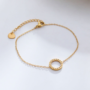 Wholesaler Eclat Paris - Gold chain bracelet with circle