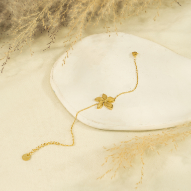 Grossiste Eclat Paris - Bracelet chaîne dorée avec fleur