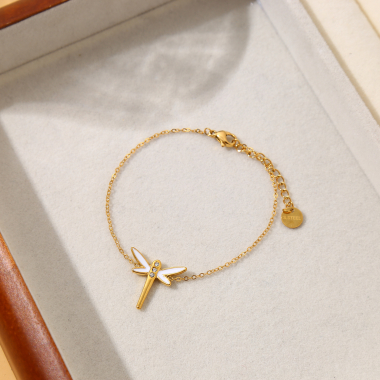 Grossiste Eclat Paris - Bracelet chaîne dorée avec libellule