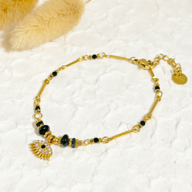 Grossiste Eclat Paris - Bracelet chaîne dorée avec œil noir