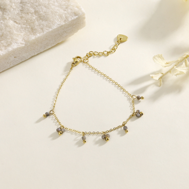 Grossiste Eclat Paris - Bracelet chaîne dorée avec pendentifs gris