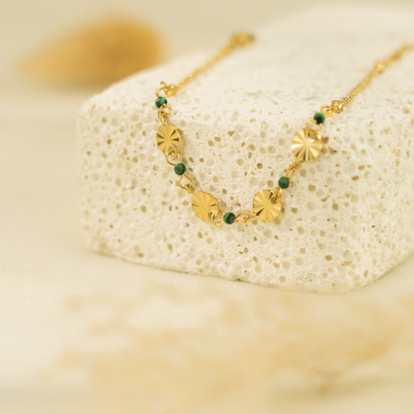 Wholesaler Eclat Paris - Gold chain bracelet with synthetic malachite stones