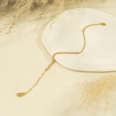 Wholesaler Eclat Paris - Golden chain bracelet with rhinestones