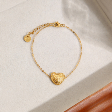 Grossiste Eclat Paris - Bracelet chaîne dorée cœur