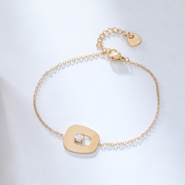 Grossiste Eclat Paris - Bracelet chaîne dorée pendentif lisse avec strass