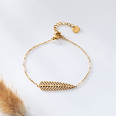 Wholesaler Eclat Paris - Gold feather chain bracelet