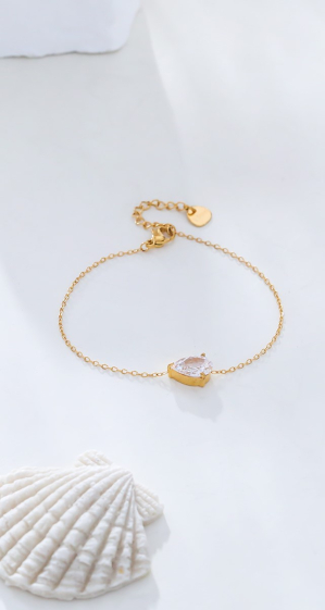 Wholesaler Eclat Paris - Golden rhinestone drop chain bracelet