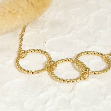Grossiste Eclat Paris - Bracelet chaîne dorée trio de cercle
