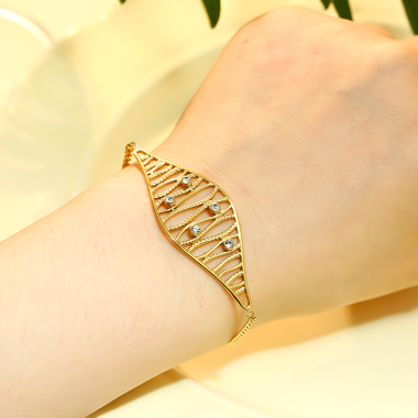 Großhändler Eclat Paris - Goldenes Armband mit Strasssteinen