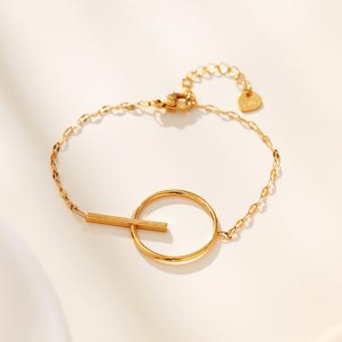 Grossiste Eclat Paris - Bracelet doré cercle et barre