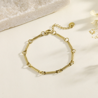 Wholesaler Eclat Paris - Golden chain and circle bracelet