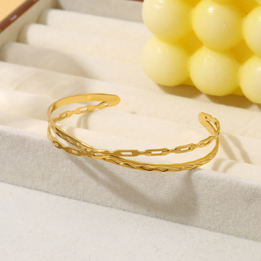 Wholesaler Eclat Paris - Golden Bracelet Crossed Line Opening