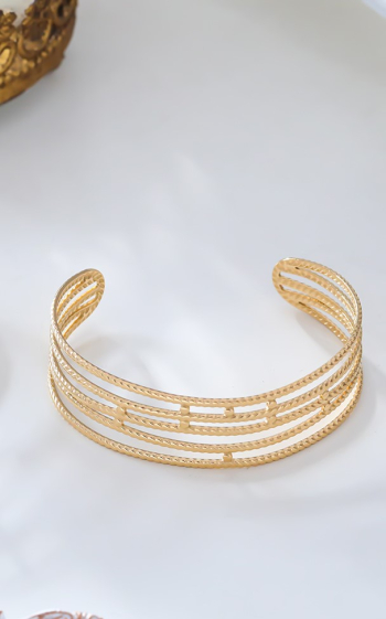 Großhändler Eclat Paris - Goldarmband mit mehreren Linien und Punkten