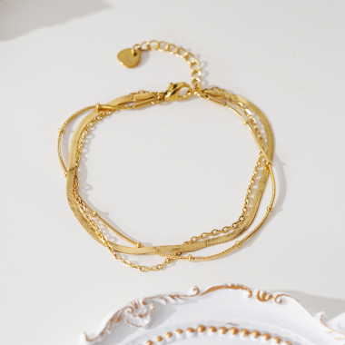 Grossiste Eclat Paris - Bracelet doré triple chaînes