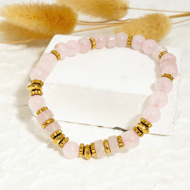 Grossiste Eclat Paris - Bracelet élastique avec quartz rose