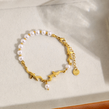 Wholesaler Eclat Paris - Leaf and pearl bracelet