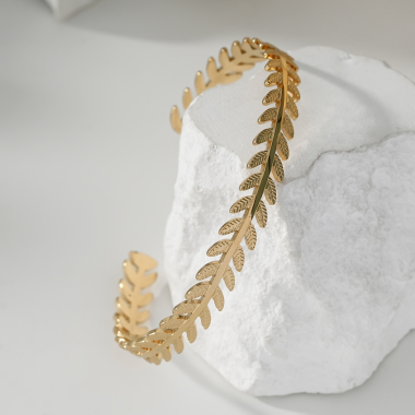 Wholesaler Eclat Paris - Adjustable gold leaf bangle bracelet