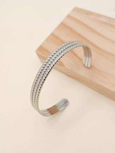 Grossiste Eclat Paris - Bracelet jonc argenté ajustable