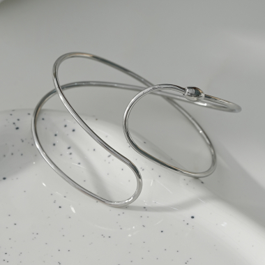 Wholesaler Eclat Paris - Silver Bangle Bracelet Turned Line