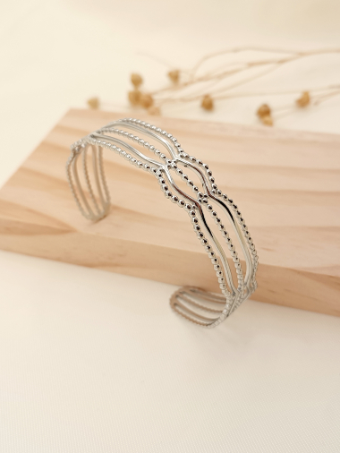 Wholesaler Eclat Paris - Multi-line silver bangle bracelet