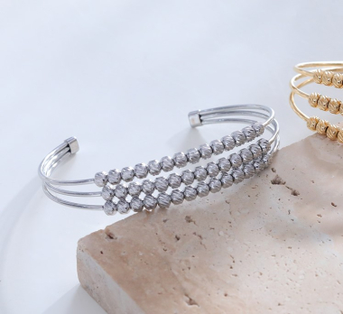Wholesaler Eclat Paris - Triple line and ball silver bangle bracelet