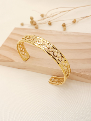 Wholesaler Eclat Paris - Adjustable golden bangle bracelet with links