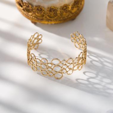 Wholesaler Eclat Paris - Multi-circle adjustable golden bangle bracelet