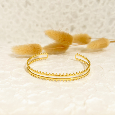 Wholesaler Eclat Paris - Adjustable double line gold bangle bracelet