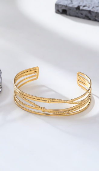Wholesaler Eclat Paris - Golden bangle bracelet lines