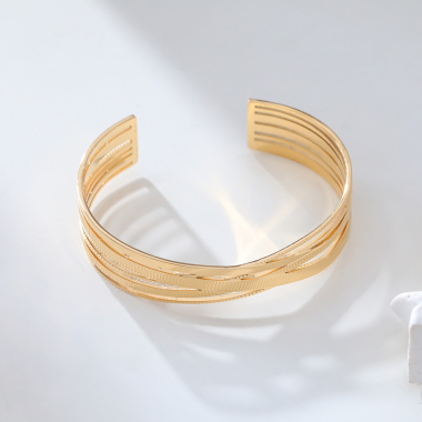 Wholesaler Eclat Paris - Adjustable gold multi-line bangle bracelet
